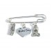Baby Boy Nappy Safety Pin Keepsake Charms - Teddy Bear and Letter Blocks